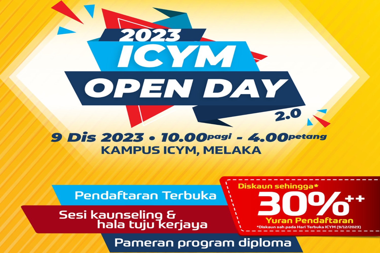 ICYM OPEN DAY – 9 DISEMBER 2023, Kampus ICYM Melaka
